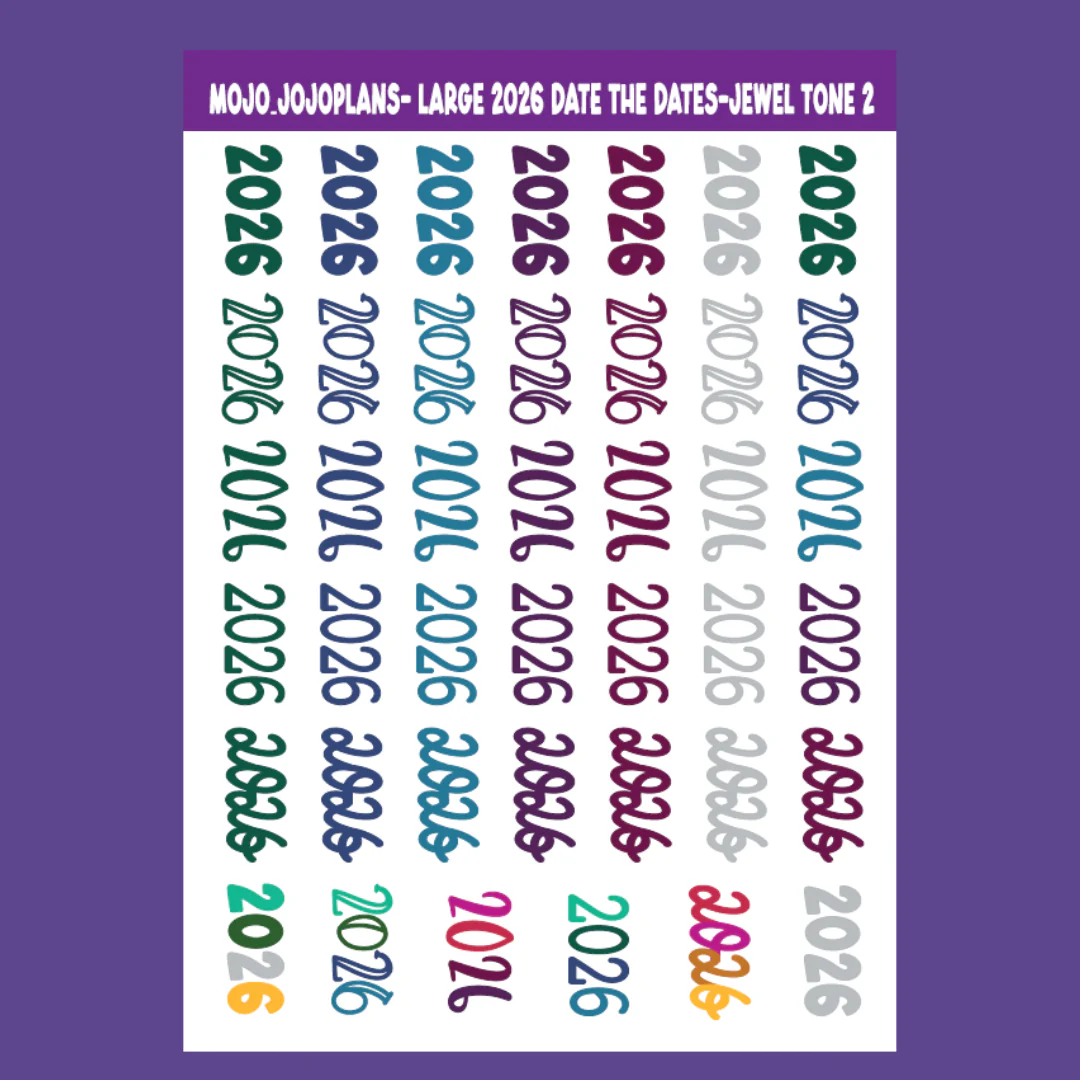 2026 Date the Dates Jewel Tone Sticker Sheet - Image 4