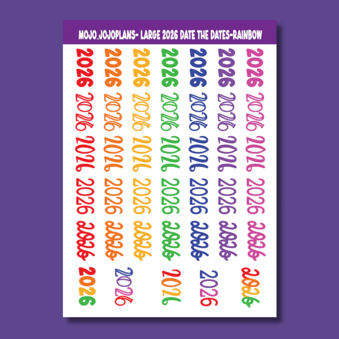 2026 Date the Dates Rainbow Sticker Sheet - Image 3
