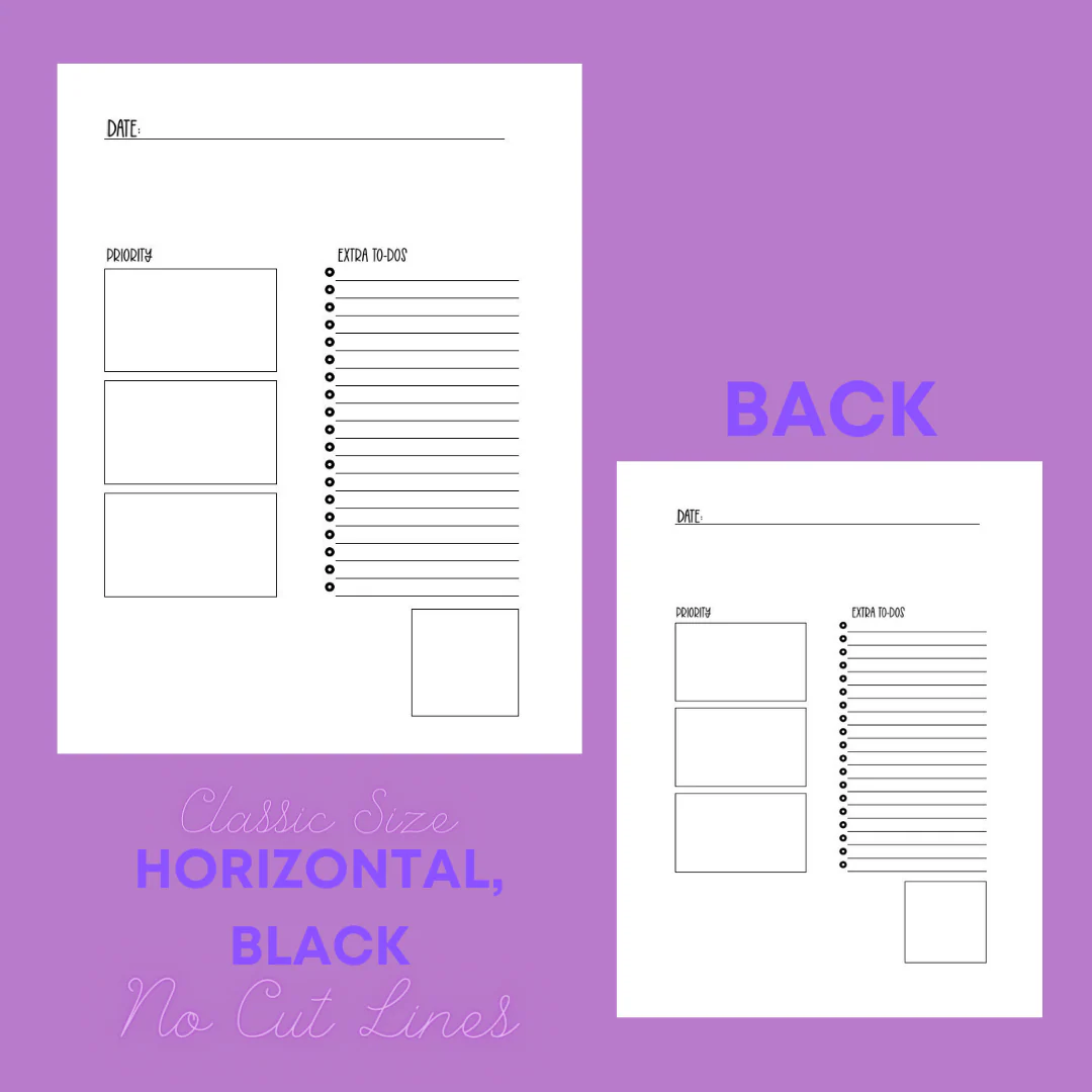Daily Sheet Printable (Horizontal) (W/O Cut Lines) - Image 5
